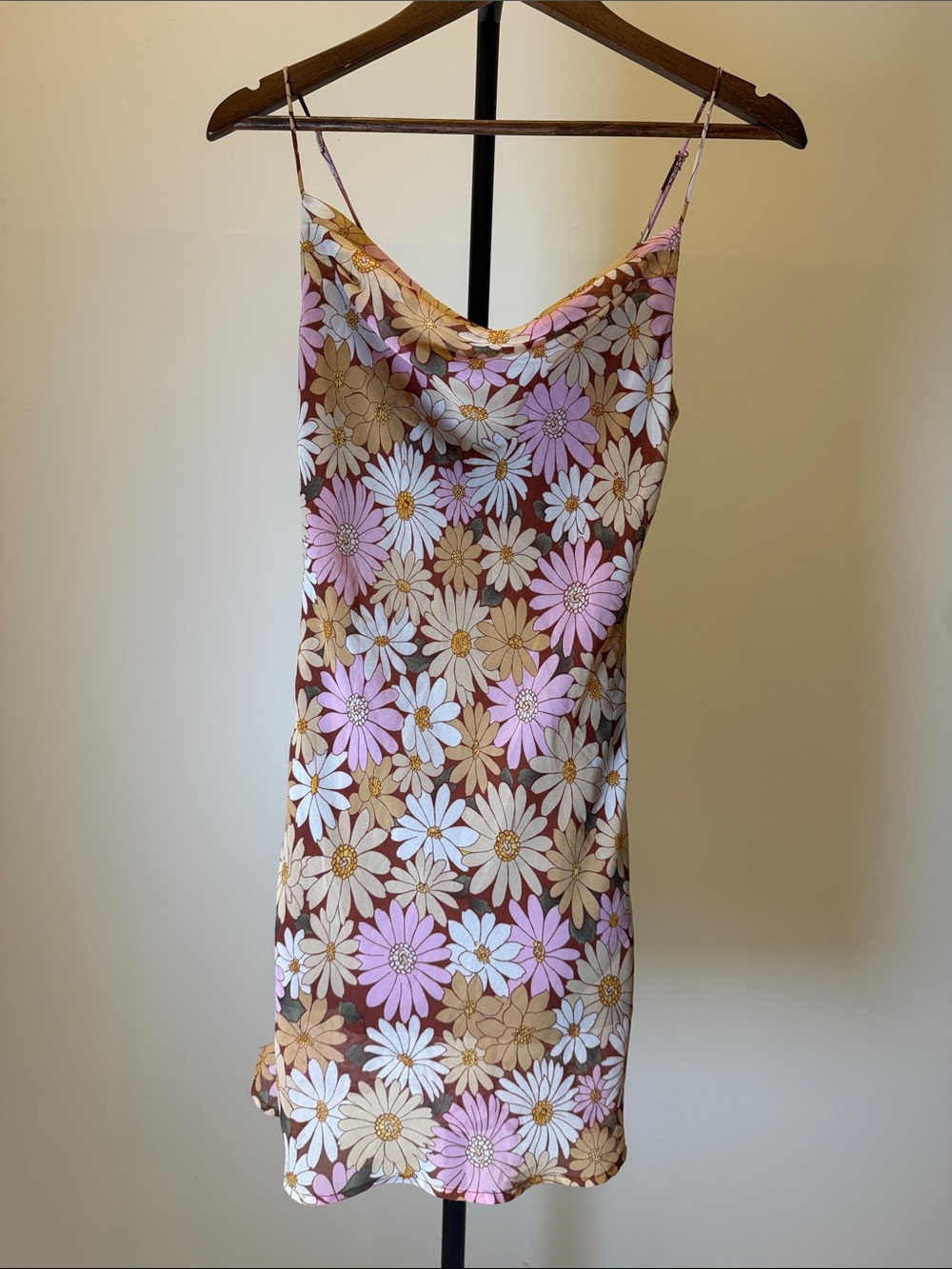 Altar'd State Retro 70s Floral Cowl Neck Slip Dress - XS